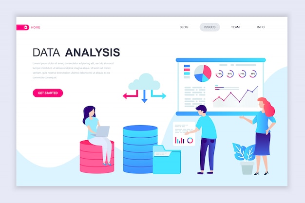 Modèle De Conception De Page Web Plat Moderne D'analyse De Données