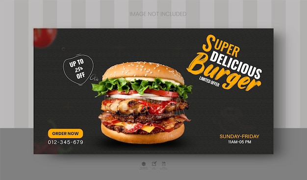 Vecteur modèle de conception de panneau d'affichage et de bannière web vector burger