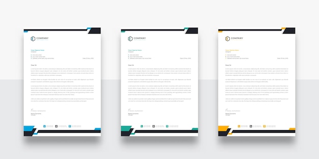 Modèle de conception de papier à en-tête d'entreprise moderne et créatif