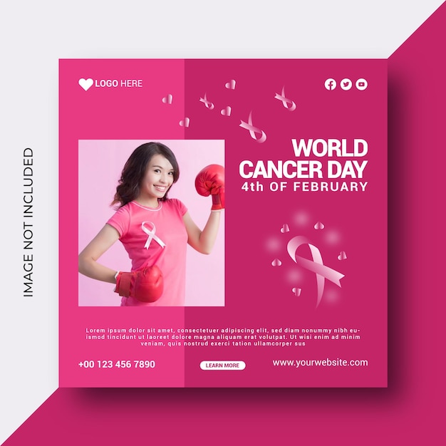 Modèle de conception de post sur les médias sociaux pour la Journée mondiale du cancer