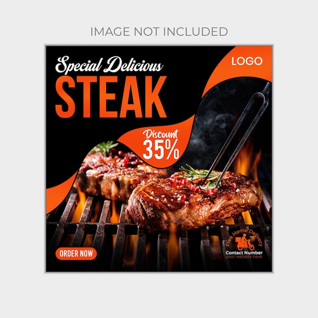 Modèle de conception de post de steak sur les réseaux sociaux