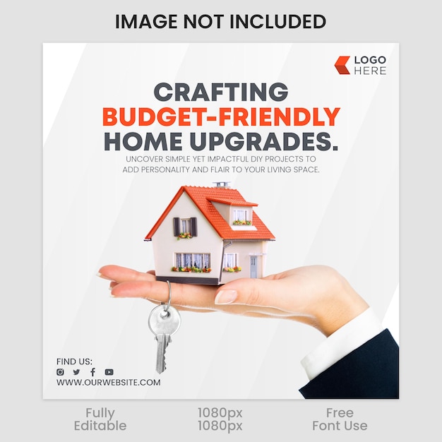 Modèle de conception de poste immobilier pour tous les modèles de vecteurs d'agents immobiliers Facebook et Instagram