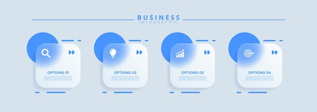 Modèle De Conception Pour Les étiquettes D'infographies Vectorielles Avec Des Icônes Et 4 Options Ou étapes