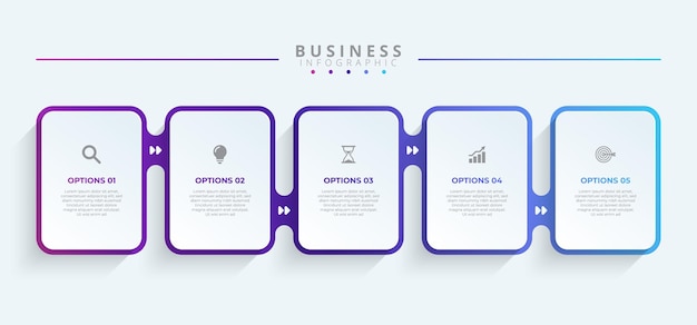 Modèle De Conception Pour Les étiquettes D'infographies Vectorielles Avec Des Icônes Et 5 Options Ou étapes Adapté Pour Le Processus