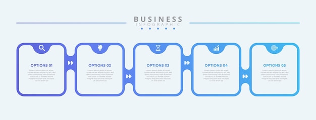 Vecteur modèle de conception pour les étiquettes d'infographies vectorielles avec des icônes et 5 options ou étapes adapté pour le processus