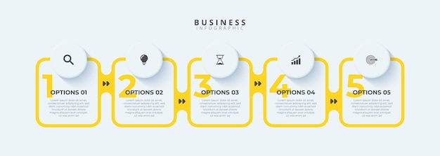 Vecteur modèle de conception pour les étiquettes d'infographies vectorielles avec des icônes et 5 options ou étapes adapté pour le processus