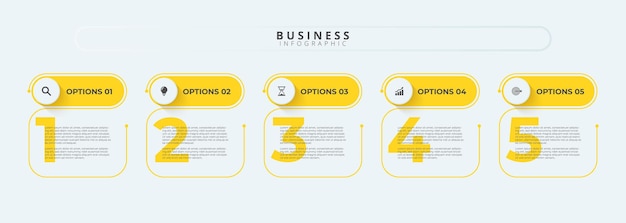 Modèle De Conception Pour Les étiquettes D'infographies Vectorielles Avec Des Icônes Et 5 Options Ou étapes Adapté Pour Le Processus