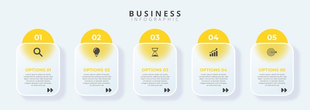 Modèle De Conception Pour Les étiquettes D'infographies Vectorielles Avec Des Icônes Et 5 Options Ou étapes