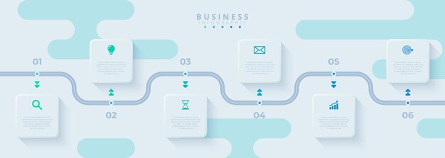 Vecteur modèle de conception pour les étiquettes d'infographies vectorielles avec des icônes et 6 options ou étapes adapté pour le processus