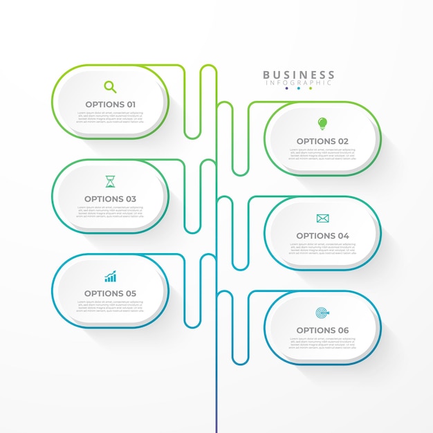 Vecteur modèle de conception pour les étiquettes d'infographies vectorielles avec des icônes et 6 options ou étapes adapté pour le processus