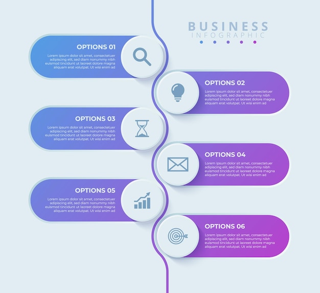 Modèle De Conception Pour Les étiquettes D'infographies Vectorielles Avec Des Icônes Et 6 Options Ou étapes Adapté Pour Le Processus