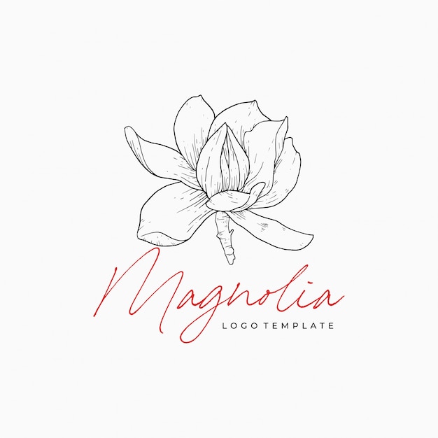 Modèle De Conception Premium De Logo Floral Dessiné à La Main élégante