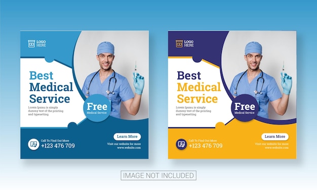 Modèle de conception de publication et de flyer sur les médias sociaux de la clinique de santé médicale