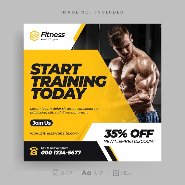 Modèle de conception de publication ou de flyer de médias sociaux de gym fitness