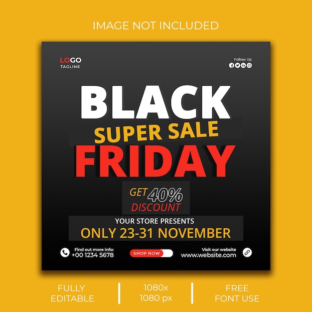 Modèle De Conception De Publication Instagram Black Friday