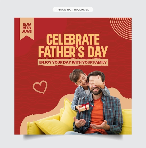 Vecteur modèle de conception de publication instagram pour la fête des pères avec un design en papier déchiré