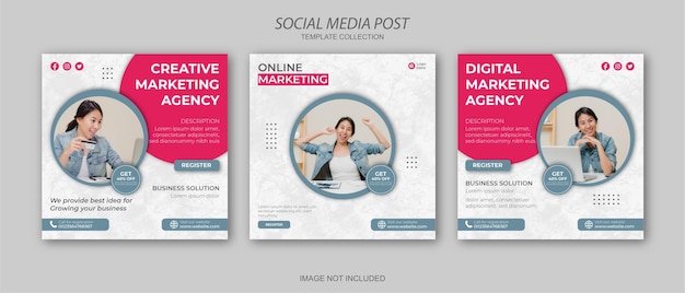 Modèle de conception de publication de marketing numérique et de médias sociaux d'entreprise et de bannière Web