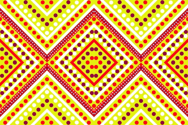 Modèle de conception sans couture cercle traditionnel motif zigzag géométrique blanc rouge jaune vecteur