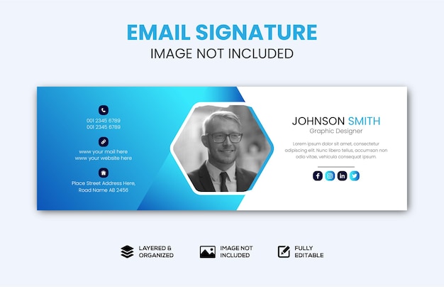 Vecteur modèle de conception de signature d'e-mail de l'entreprise ou pied de page de l'e-mail et couverture des réseaux sociaux vecteur premium