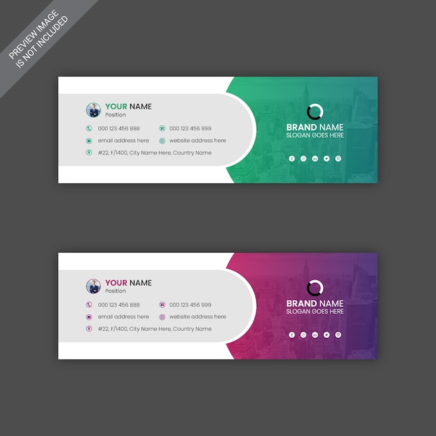 Modèle De Conception De Signature D'e-mail Ou De Pied De Page D'e-mail Et Couverture Personnelle Des Médias Sociaux