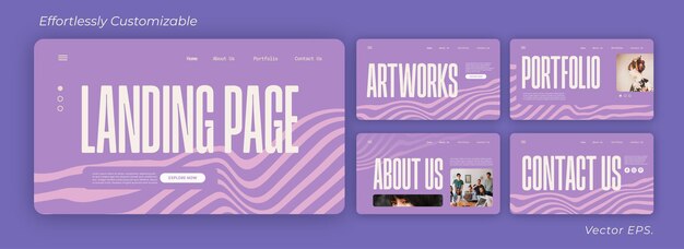 Modèle de conception de site Web de gamme premium texture ligne rayures abstract vecteur créatif pourpre rose poussiéreux