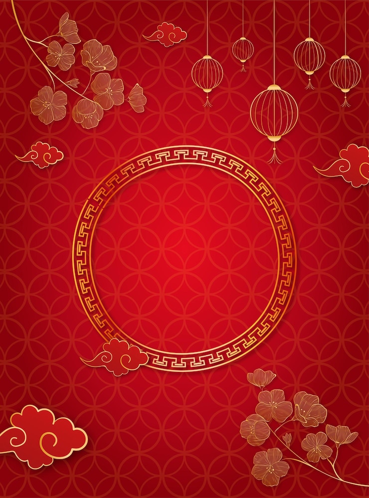 Vecteur modèle de conception de style de fond rouge pour le nouvel an chinois