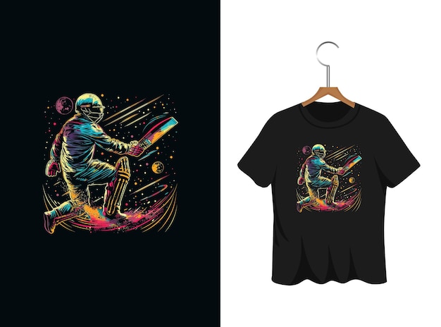 Vecteur modèle de conception de t-shirt de cricket d'astronomie