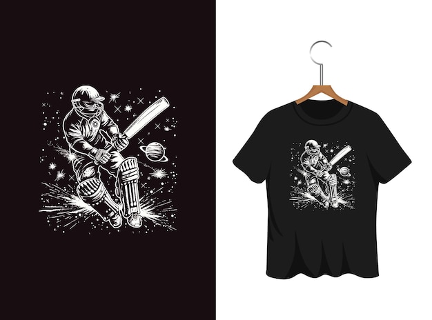 modèle de conception de t-shirt de cricket d'astronomie