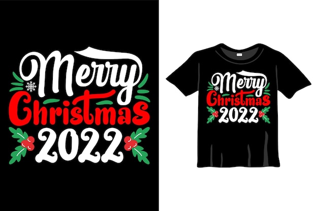 Vecteur modèle de conception de t-shirt joyeux noël 2022 pour la célébration de noël. chemise, bannière, affiche, étiquette