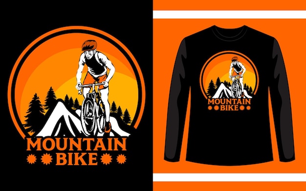 Vecteur modèle de conception de t-shirt vectoriel de vélo de montagne