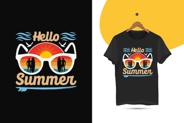 Vecteur modèle de conception de tshirt hello summer summer