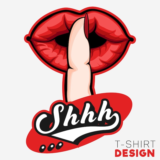 Modèle De Conception De Tshirt De Signe De Main Silencieuse De Shhh