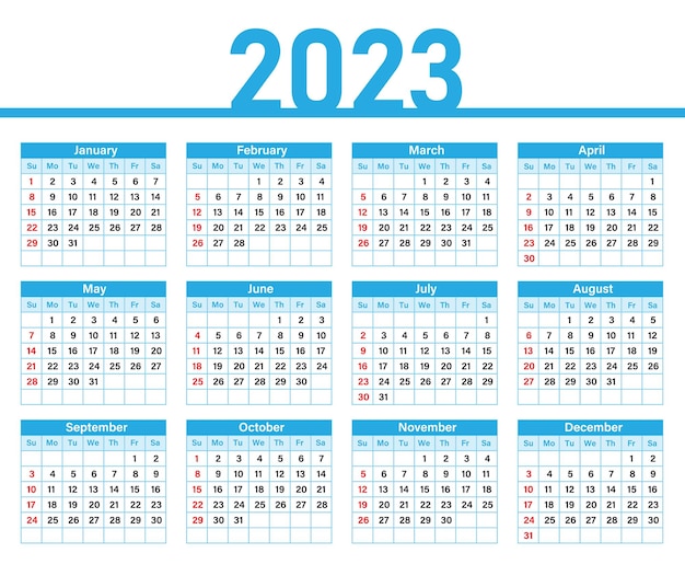 Modèle De Conception De Vecteur Calendrier 2023