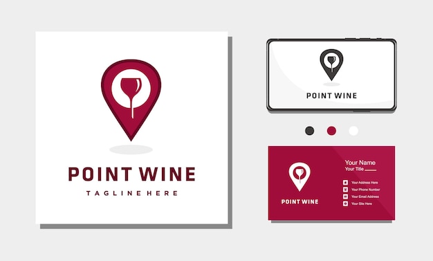 Modèle De Conception De Vecteur D'icône De Logo De Point De Vin Emplacement Du Vin Magasin De Vin