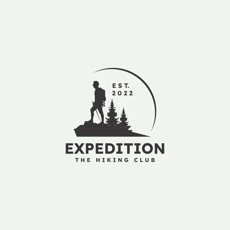 Modèle de conception de vecteur de logo d'aventure en plein air de randonnée