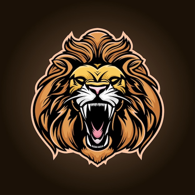 Modèle de conception de vecteur de logo de mascotte de tête de lion