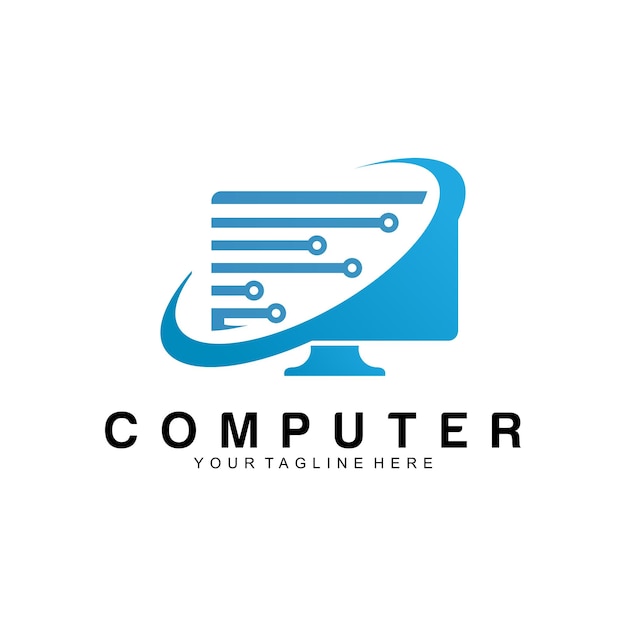 Modèle de conception de vecteur de logo d'ordinateur