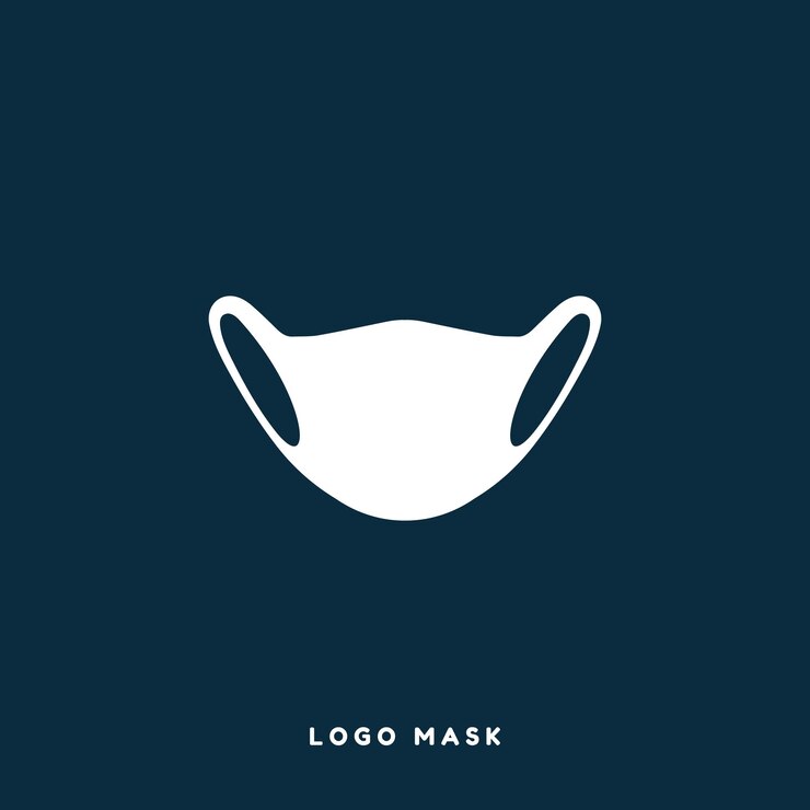 Modèle de conception de vecteur de logo de santé avec un thème de masque blanc