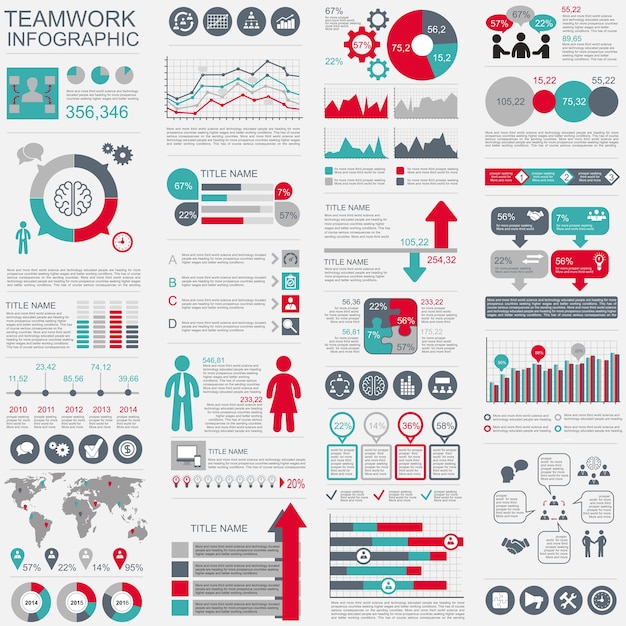 Modèle De Conception De Vecteur De Travail D'équipe Infographique. Peut être Utilisé Pour Le Flux De Travail, Le Démarrage, Les Affaires