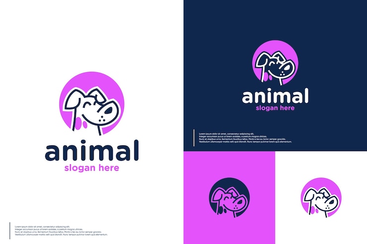 Vecteur modèle de conception vectorielle de dessins animés de logo de chien drôle