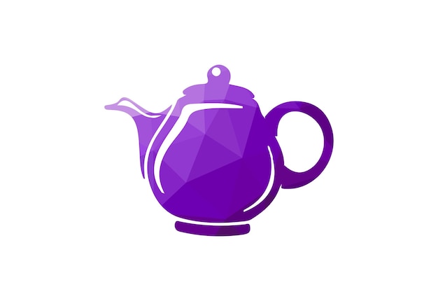 Vecteur modèle de conception vectorielle du logo de low poly et tea kettle