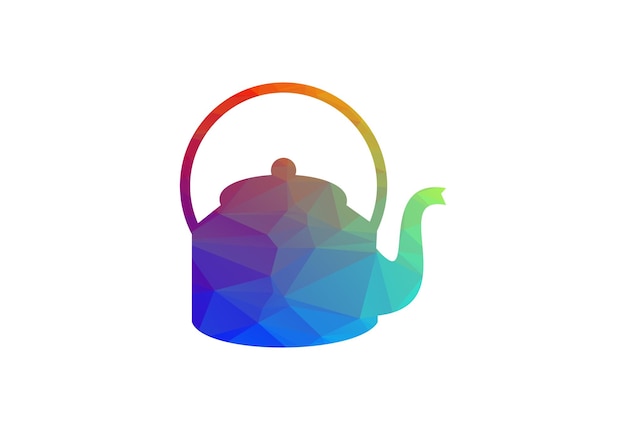 Vecteur modèle de conception vectorielle du logo de low poly et tea kettle