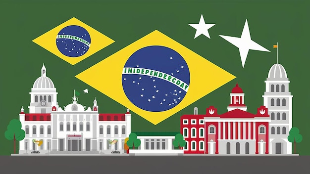 Vecteur modèle de conception vectorielle de la fête de l'indépendance du brésil illustration de conception plate