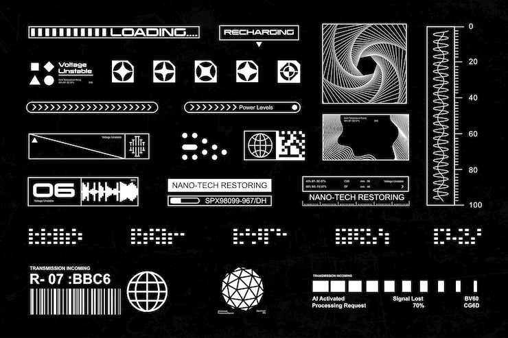 Vecteur un modèle de conception vectorielle graphique futuriste de la technologie des éléments d'interface cyberpunk
