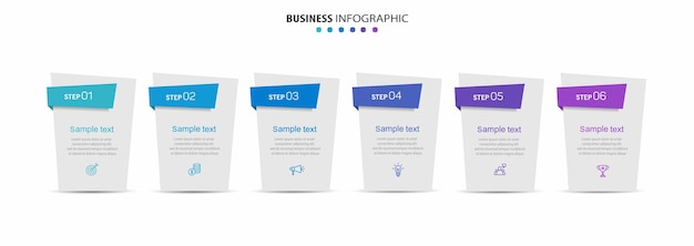 Modèle De Conception Vectorielle D'infographie D'entreprise Avec 6 Options, étapes Ou Processus