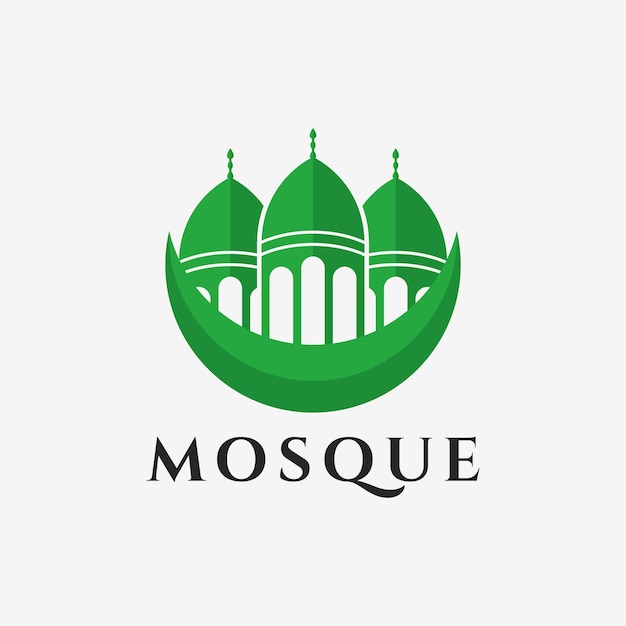 Modèle De Conception Vectorielle De Logo De Construction De Mosquée Modèle D'illustration Vectorielle De Logo De Mosquée Et De Lune