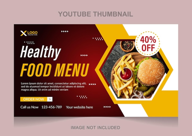Modèle de conception de vignettes youtube de menu de cuisine asiatique fraîche et savoureuse