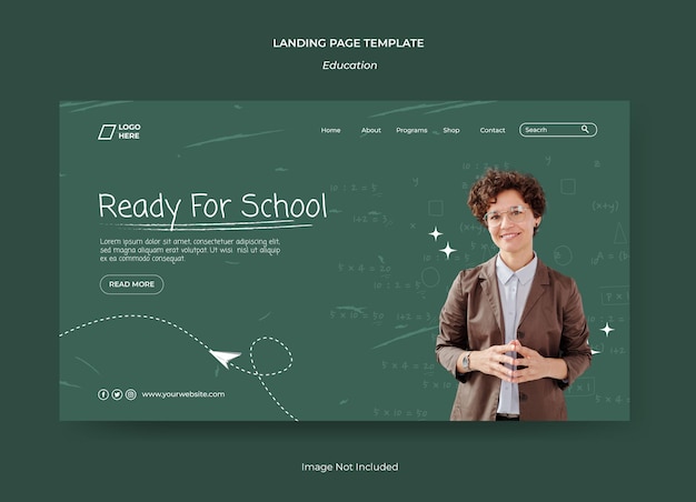 Vecteur modèle de conception web de page de destination de l'éducation