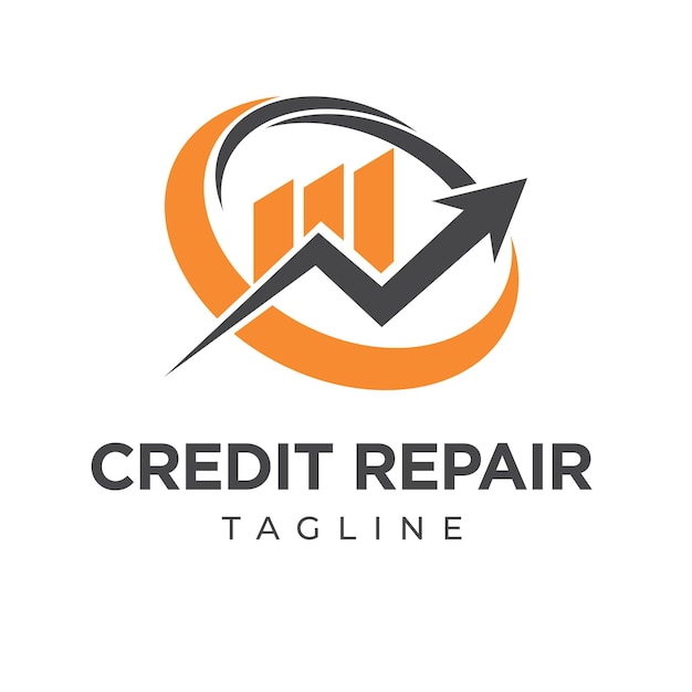 Modèle de conceptions de logo de réparation de crédit et de finance d'entreprise fond isolé