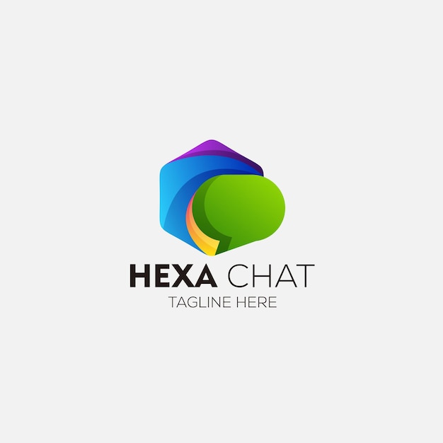 Modèle De Couleur Dégradé De Conception De Logo De Chat Hexagonal